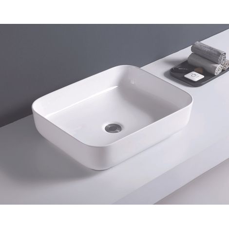 ONDEE - Lavabo rectangular para colocar IDA Blanco - 50x38,5cm - Cerámica - Sin rebosadero (1/5)