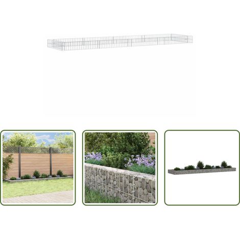 Bordure de jardin - Lit surélevé à gabion Acier galvanisé 400x100x20 cm (1/5)
