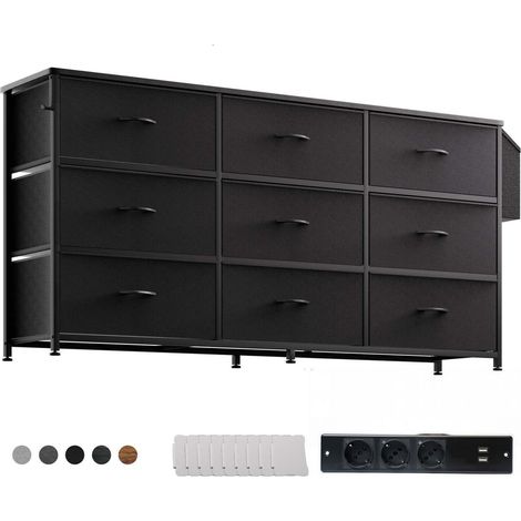 Kommode mit 9 Stoffschubladen, TV-Ständer für 43-65 Zoll, inkl. Steckdosenleiste (1/5)