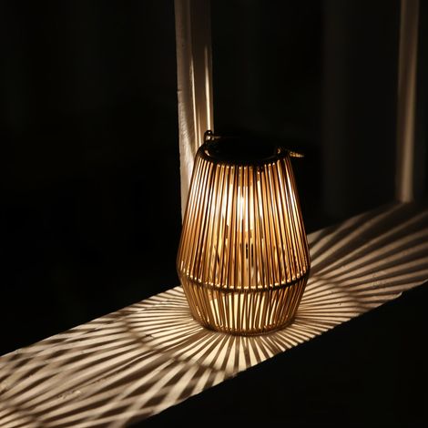 Suspension solaire en rotin (1 pièce) avec ampoule LED à filament rétro, étanche, pour jardin et terrasse. (1/5)