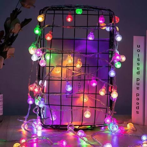 Lampe guirlande solaire extérieure boule bulle 1,8cm lumière multicolore 5m 20 LED décoration jardin