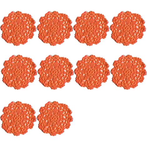 Sous-verre Coton - 10 Pièces - Rond Blanc - Dentelle Au Crochet Main - Diamètre 10 Cm - Pour Tasses Bols Vases Décoration Intérieure (1/5)