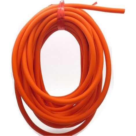 Hochelastisches Latex-Gummiband, 6 mm Durchmesser und 10 Meter lang, orange, ideal zum Angeln, für Schleudern und Sporttraining. (1/5)