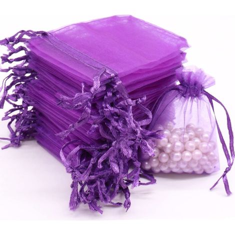 100PCS 7x9cm Violet Foncé Sacs Organza, Sachets Pochettes Cadeau en Organza avec Cordon de Serrage, Sac à Bijoux Sachets pour Lavande, Idéales pour Bijoux Cadeaux Bonbons Marriage (1/5)