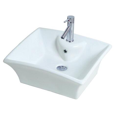 ONDEE - Lavabo Rectangular para colocar VESUVE - Blanco - 48x40cm - Cerámica - con rebosadero