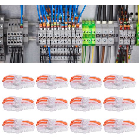 Packung mit 20 transparenten T-förmigen Schnellanschlussklemmen, Druckknopfverbinder, Parallelverbinder, ein Eingang, zwei Ausgänge, SPL-F12 transparent orange (1/5)