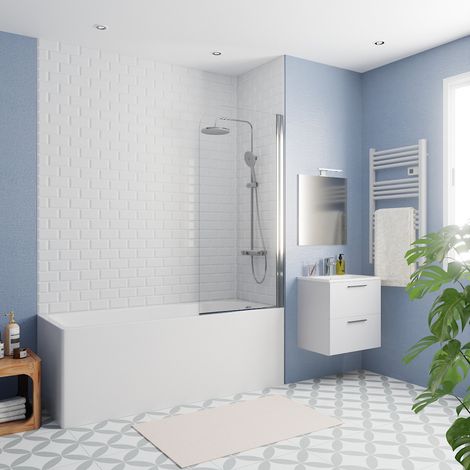 Kaldewei – Baignoire droite 170x70 cm KW312SETP1 – Acier émaillé 178L – Pare baignoire pivotant chrome – Pieds inclus – Installation rapide