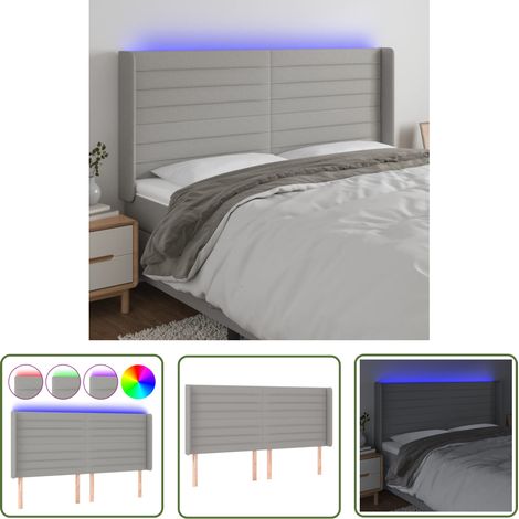 Tête de lit à LED Résistante et économique, Panneau de lit, Gris clair 203x16x118/128 cm Tissu OIB4139E (1/5)