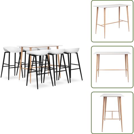 The Living Store 7-tlg. Bar-Set Weiß - Barhocker (1/5)