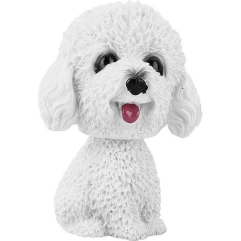 1 Figurine chien tête branlante, Résine, Blanc, 6,4x5x8,5 cm, Intérieur véhicule (1/5)