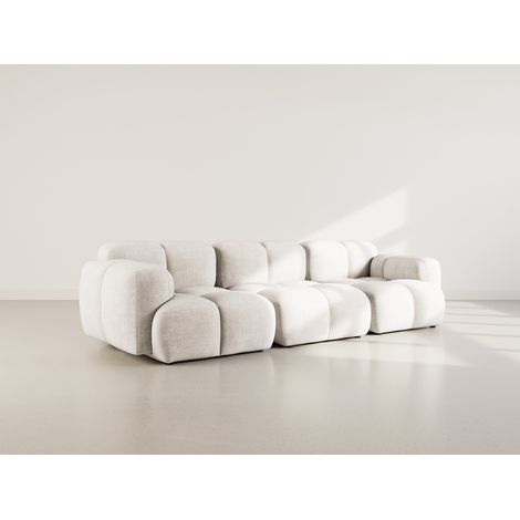 Grace - canapé modulable 3 places en velours texturé - beige