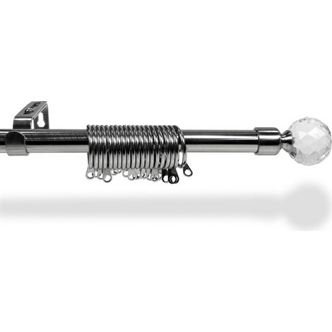 BASTONE IN ACCIAIO Per TENDA Regolabile DIAMETRO 19 MM. Completo di ANELLI mod. Diamante Cm. 160-300 (1/4)