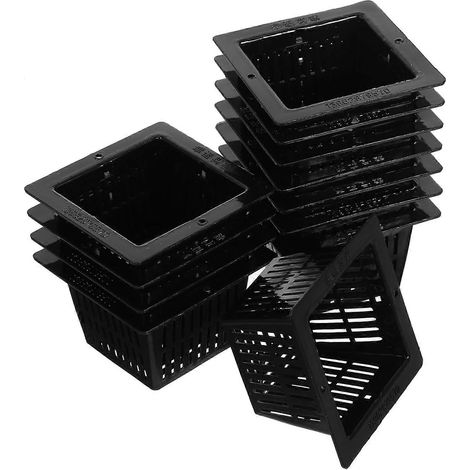 Lot de 10 paniers hydroponiques carrés plastique 5 cm, pots filet perforés pour culture plantes, fleurs et légumes de bassin (1/5)