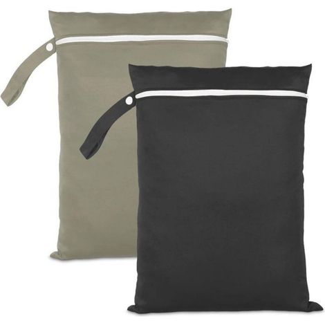 2 Sacs à linge, cubes de rangement avec fermeture éclair, design bicolore noir et vert, 40x30cm, pour voyage sport maison (1/5)