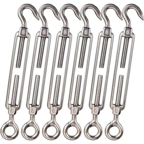 Lot de 5 M6 Tendeur Cable Inox 6mm Tendeur Cloture Crochet Tendeur 304 en Acier Inoxydable Réglable Tendeur Grillage pour Corde Cable Fil à Linge Jardin Grillage
