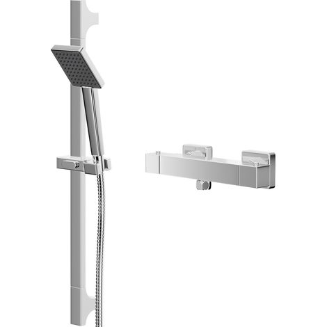 Quattro Polished Chrome Thermostatic Bar Valve Mixer Shower with Severn Shower Slide Rail Kit (1/5)