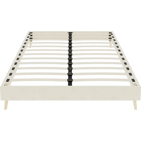 Bettgestell 140x200 cm beige aus niederländischem Samt, moderner Stil, niedriges Gestell (1/5)