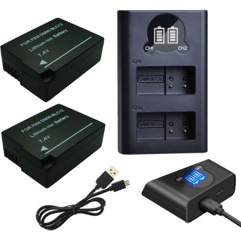 Ensemble 3 en 1 : 2x batterie + chargeur rapide double batterie USB Type-C double LCD pour 2 batteries compatibles avec Sigma DP0 DP1 DP1Q, DP2 DP2Q FP L DP3 Quattro DP3Q FP (1/3)
