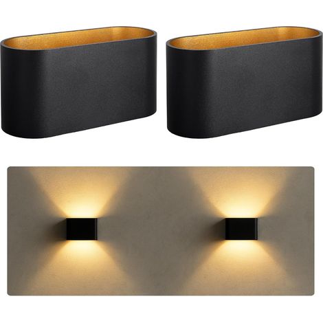 2 Stück Wandleuchte Innen schwarz - Wandlampe Gold Design Up Down Leuchte Fassung für 1x G9 Leuchtmittel (1/3)