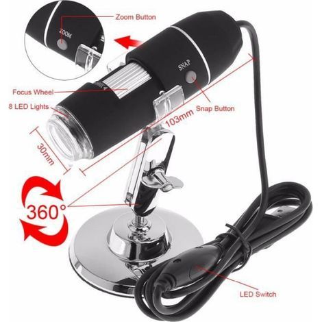 1600-fache Vergrößerung, 2 MP USB-Digitalmikroskop mit Metallstativ und Zoom (1/5)