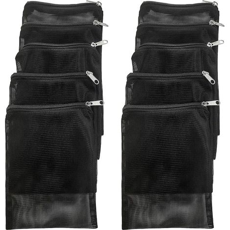 Lot de 10 sacs filtrants réutilisables en maille de nylon avec fermeture éclair pour médias, anneaux en carbone/céramique, filtration, bassin, puisard, 35 x 40 cm (1/5)