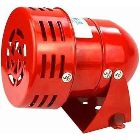 Powerful 220V outdoor alarm siren, 120dB red motor-driven wired metal horn siren for industrial and marine use. (1/4)