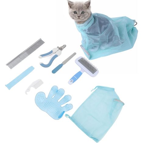 Sac De Bain pour Chat, Sac De Filet De Douche pour Chat, Sac De Bain De Toilettage Multifonctionnel Réglable pour Le Toilettage des Ongles, Coupe des Oreilles, Nettoyage des Cheveux (1/5)