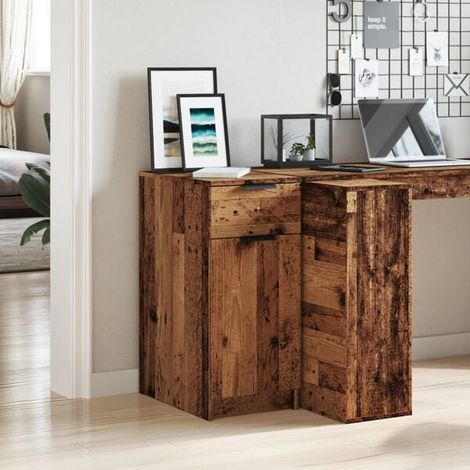 Bureau d'Ordinateur Compact 33x50x75 cm, Style Bois Ancien en Bois d'Ingénierie, Petite Table de Travail Robuste pour Espace Restreint (1/5)