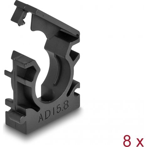 Delock Soporte para funda de cable con clip de bloqueo 15,8 mm 8 piezas negro