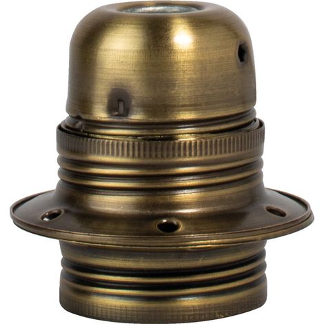 Tibelec – Douille pour ampoule E27 métal bronze antique – Culot E27 – Système de sécurité anti-dévissage – Pour luminaires avec abat-jour