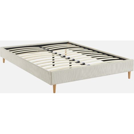 Cama con somier 140x190cm, acabado en pana fina