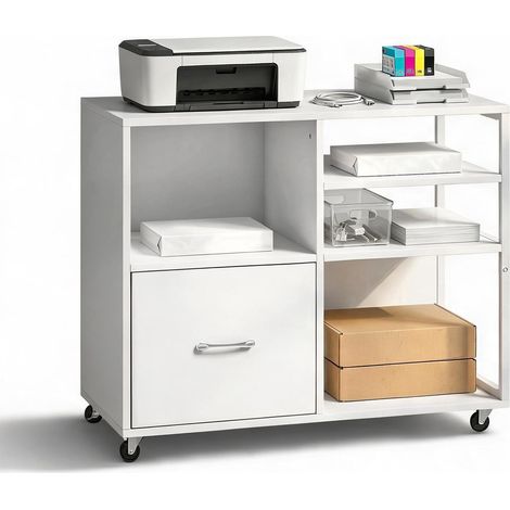 Meuble de rangement de bureau bianco 80 x 40 x 65,5 cm (1/5)
