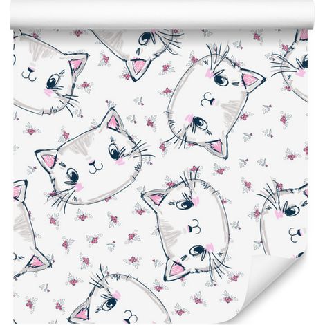 Papier peint Chatons et Fleurs pour Salon et Chambre 50x1000 cm (1/5)