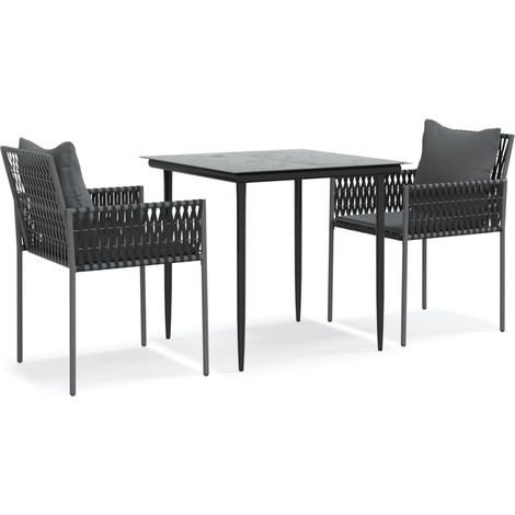 Maison Exclusive - 3-tlg. Garten-Essgruppe mit Kissen Poly Rattan