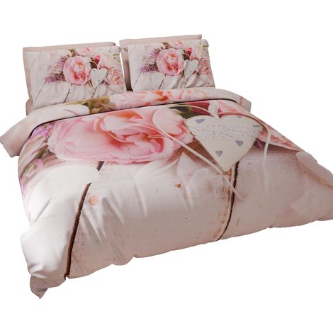 Housse de Couette 2 Places 250x200 cm 2 Taies 50x80 cm Incluses, Parure en Microfibre Imprimée Country Chic (1/5)