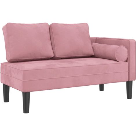 vidaXL Chaise Lounge with Cushions Pink Velvet