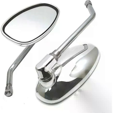 Rétroviseurs latéraux ovales chromés pivotants pour moto, filetage M10 de 10 mm, compatibles avec les scooters 125 Baron, BMS, Retro Lance et Vintage (JXLGV). (1/5)