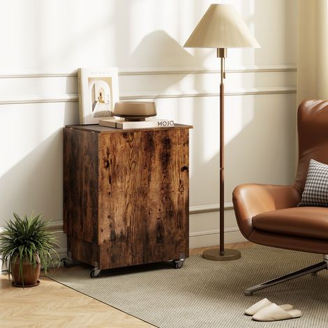 Table de Couture Pliante avec Station de Charge Chariot de Bricolage avec Étagère et Tiroirs Armoire de Rangement Noyer