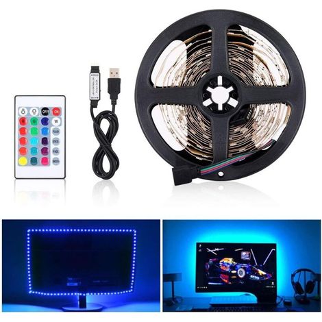 Lumière de ruban LED USB, 5050 RGB 12V DC, Ruban de LED Bande Décorative D'intérieur LED pour des Arrière-plans de led TV Lumière Barre led RGB de led television (5M 150LED)