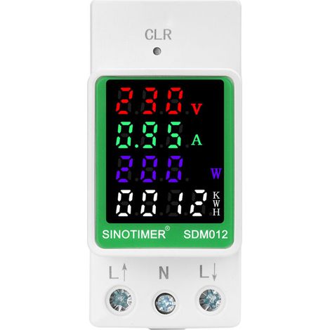 Professional AC Network Analyzer on DIN Rail, Multifunction Meter for Voltage, Current, Frequency, Power Factor, Energy kWh, 80-300V, 100A with Current Clamp (1/4)