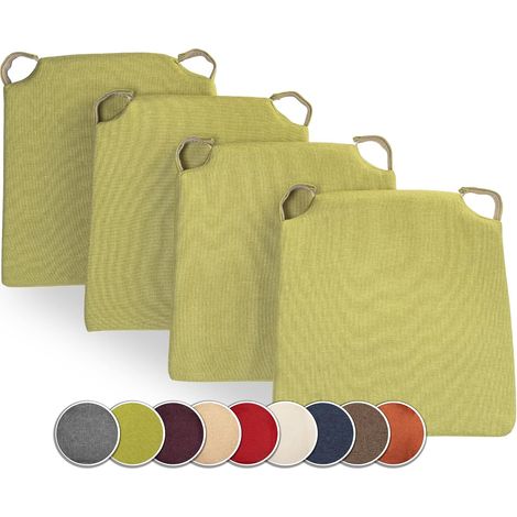 Lot de 4 Coussins de Chaise Trapèze Vert Lime avec Intérieur Extérieur Salon Jardin (1/5)