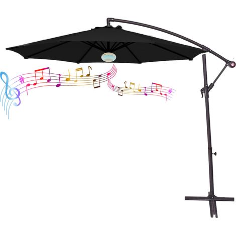 3 Meter Bluetooth Garden Banana Parasol - Black (1/3)