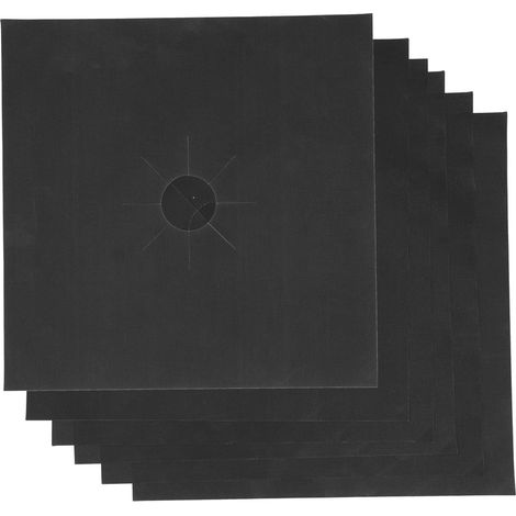6 Couvre-brûleurs de cuisinière en PTFE, anti-taches, résistant à l'huile, réutilisables, antiadhésifs, protections pour plaque à gaz (1/5)