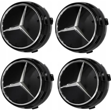 4pcs Logo 75MM Noir Origine Haute Centre De Roue Jante Cache Moyeu Emblème Pour Mercedes Benz