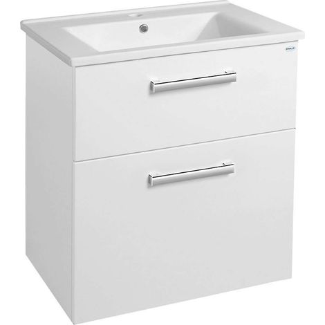 Aqualine Vega - Mueble de lavabo 62x73x44 cm, 2 cajones, blanco VG063