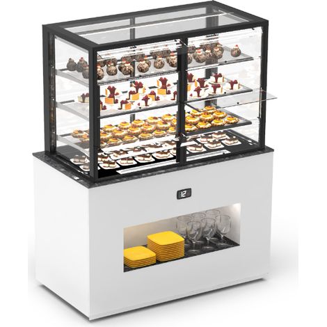 Buffet Neutre Série Integra avec Vitrine Supérieur - Accès Arrière et Frontal - H 1720 mm - Portes Battantes - Sayl