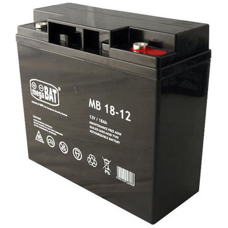 Batería MegaBat MB 18-12 para sistema UPS, de plomo-ácido sellada (VRLA), 12 V, 18 Ah.