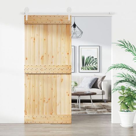 Puerta corredera con herrajes madera maciza de pino 90x210 cm vidaXL (1/5)