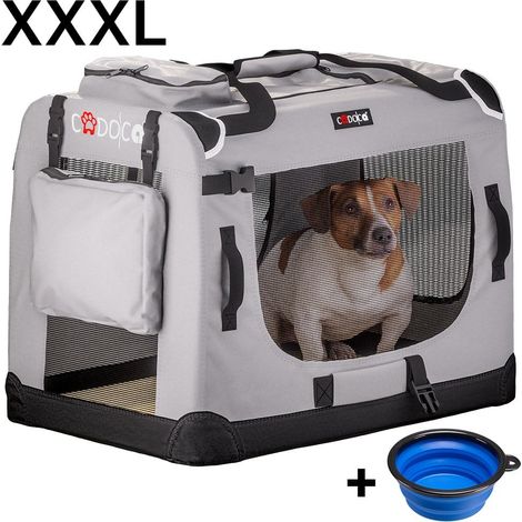Dog carrier fabric grey xxxl 101x70x70cm foldable