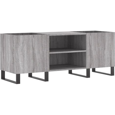Mobile porta dischi pratico e robusto 121 x 38 x 48 cm stile industriale legno composito grigio 020049099